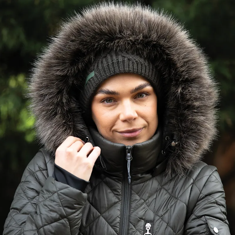 Equetech Ladies 2 in 1 Quilt Longline Coat Khaki-4